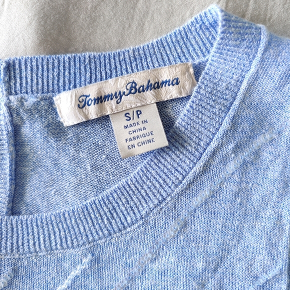 Tommy Bahama sequin embellished tank top linen blend, blue Size S - Picture 8 of 9